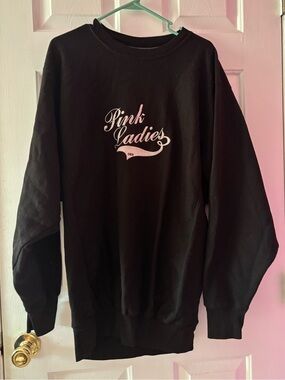 Vintage Steve & Barry's Pink Ladies Crewneck Sweatshirt Black Large